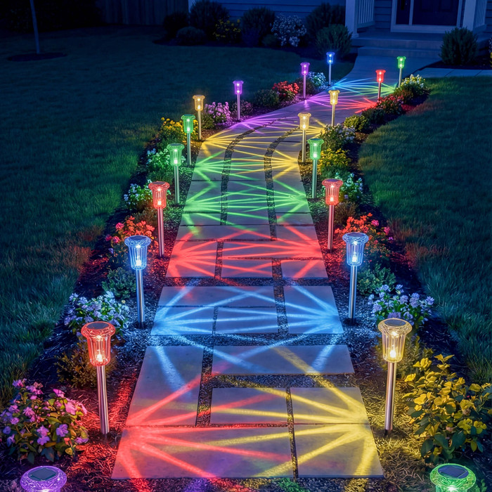 Magical Outdoor Solar Lights - Celestial & Radiant Rainbow Garden Path Lamps