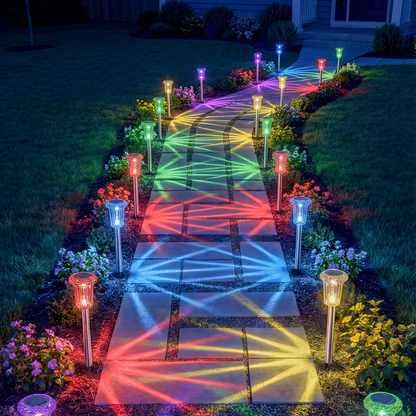 Magical Outdoor Solar Lights - Celestial & Radiant Rainbow Garden Path Lamps