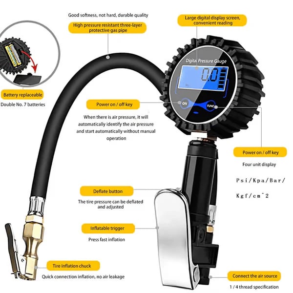 🔥🔥Last Day 50% OFF - 🏎️ Digital Tire Inflator with Pressure Gauge