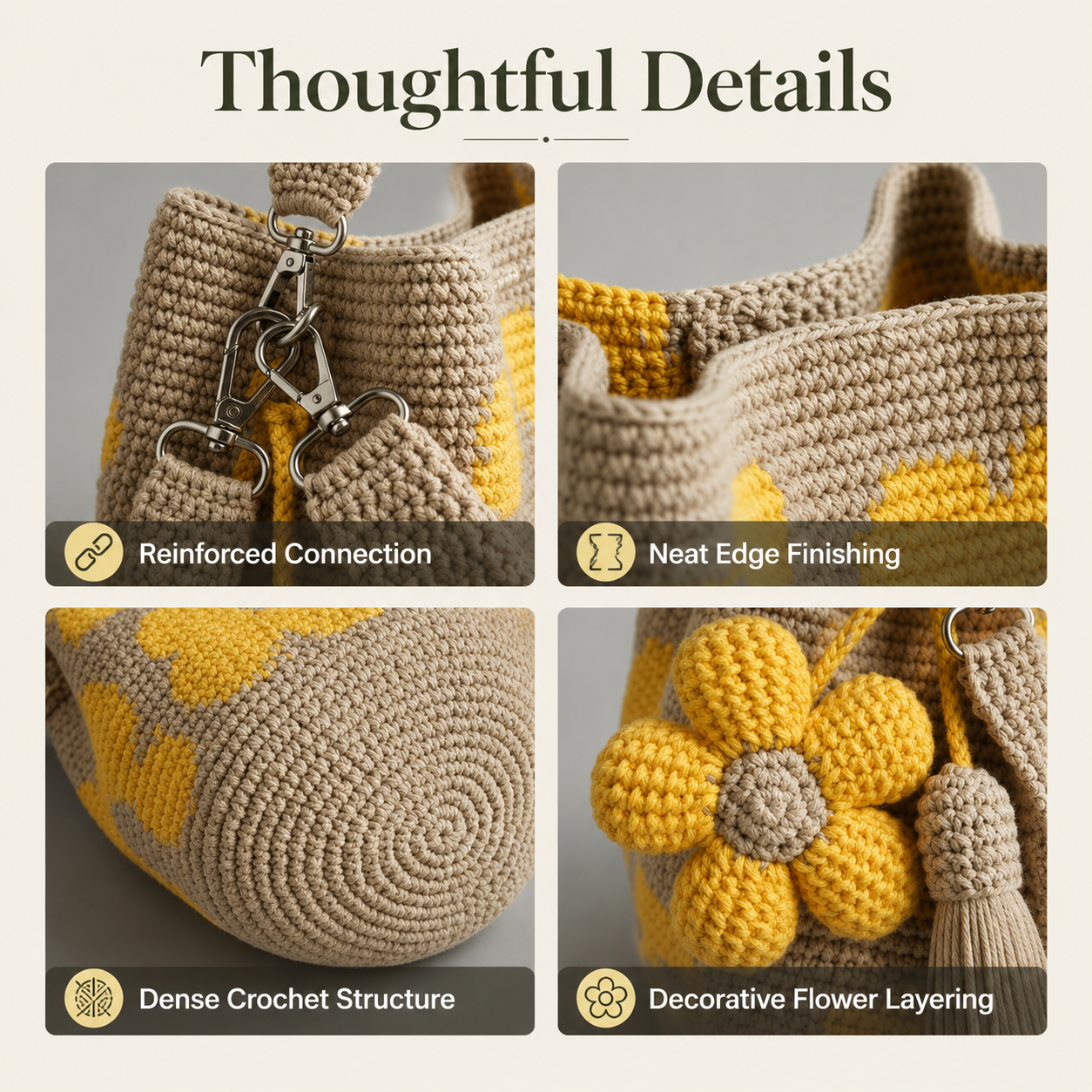 📢📢LAST DAY SALE 56% OFF👜Handmade Crochet Flower Tote 🌼✨