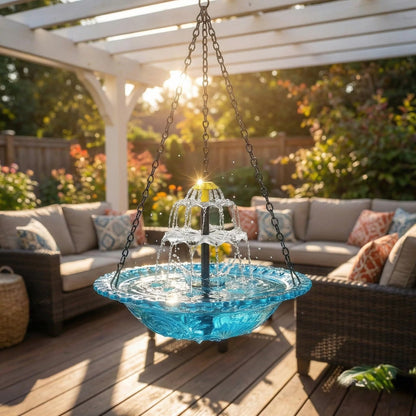 🔥 New Year 49% OFF 🐦 Solar Cascade Hanging Bird Bath Fountain🚨 Selling Fast!