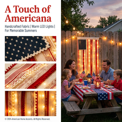 Make Your Home the Pride of the Neighborhood! America 250th Special Edition-4 x 2.3 Ft Lighted Rag American Flag Banner