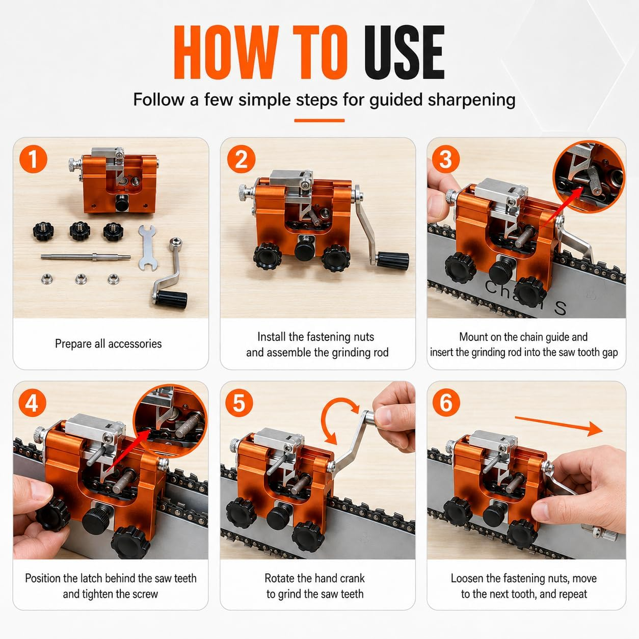 🪚 Portable Chainsaw Sharpener – Manual Precision Chain Tool