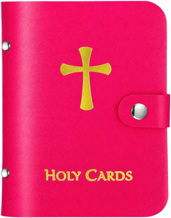 ✝️ Catholic Genuine Leather Holy Card Holder – Pocket Prayer Card Organizer with Snap Closure