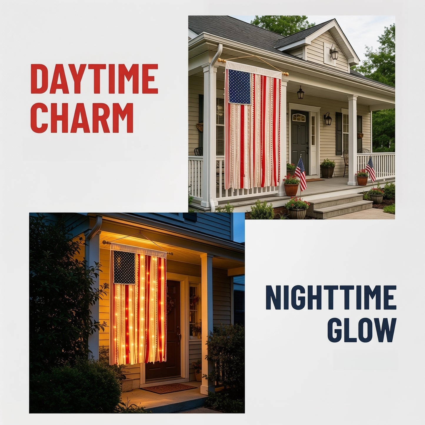 Make Your Home the Pride of the Neighborhood! America 250th Special Edition-4 x 2.3 Ft Lighted Rag American Flag Banner