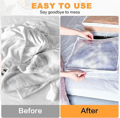 2-Pack Clear PVC Storage Bags for Clothes, Bedding & Blankets, Foldable Waterproof Closet Organizer with Zipper