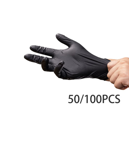 100/50PCS Black Nitrile Disposable Gloves