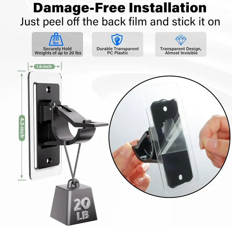 🏠🔨 Self Adhesive Rod Brackets, No Drill Needed Curtain Rod Holders
