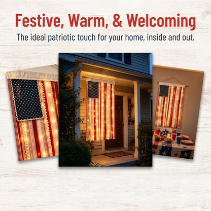 Make Your Home the Pride of the Neighborhood! America 250th Special Edition-4 x 2.3 Ft Lighted Rag American Flag Banner