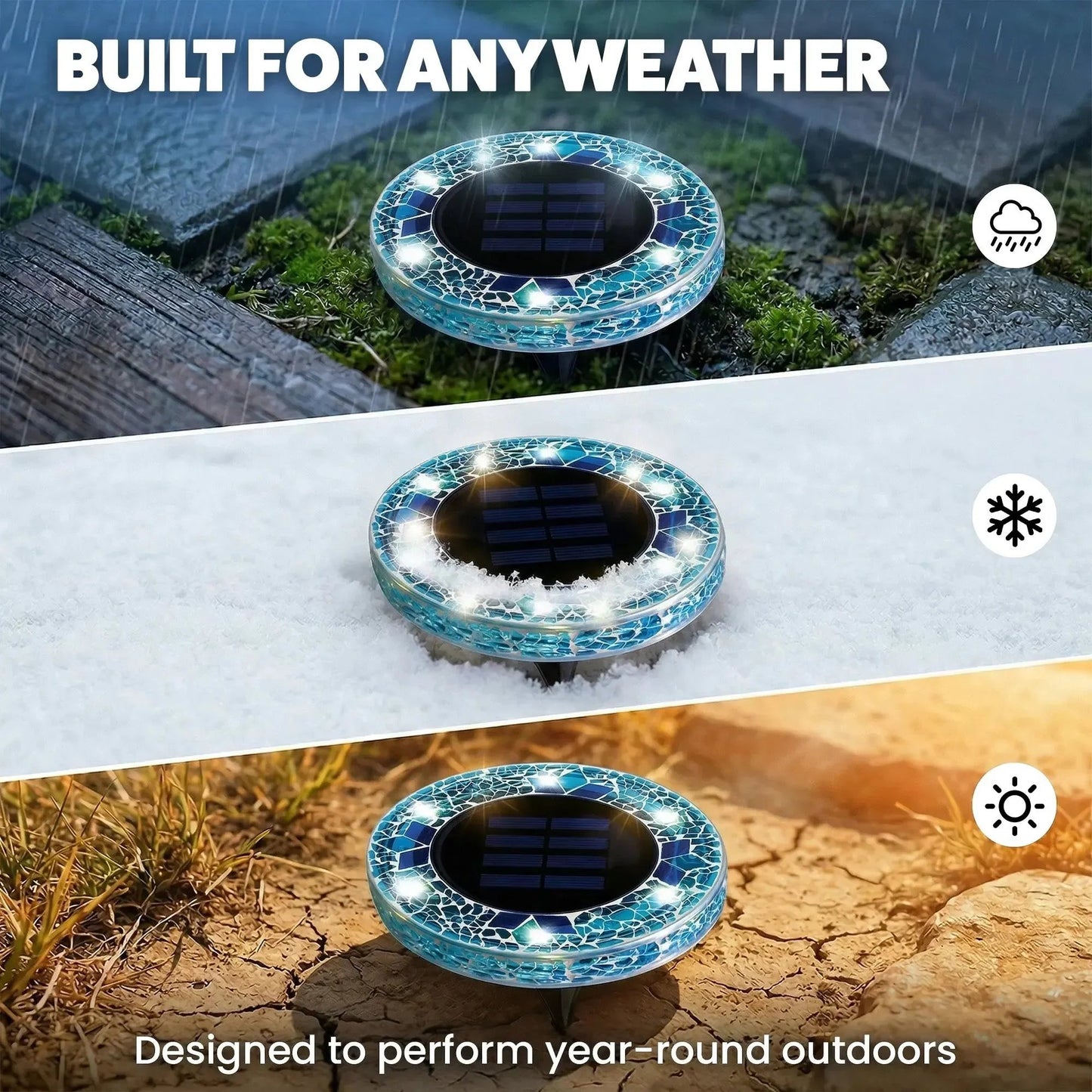 ✨Solar Outdoor Mosaic Disk Lights, Waterproof Decorative Pathway LED Light
