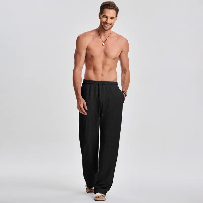 ⚡Hot Sales 49% OFF🔥Men's 2 Piece Rib Knit Sweatsuit Summer Sleeveless Tank Top Baggy Wide Leg Pants Set