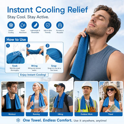 💦Summer Hot Sale -⚡50K+ SOLD!❄️Cold Sweat Towel You Can Use Anywhere, Anytime! Reusable Soft Absorbent Cooling Portable
