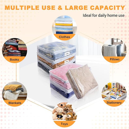 2-Pack Clear PVC Storage Bags for Clothes, Bedding & Blankets, Foldable Waterproof Closet Organizer with Zipper