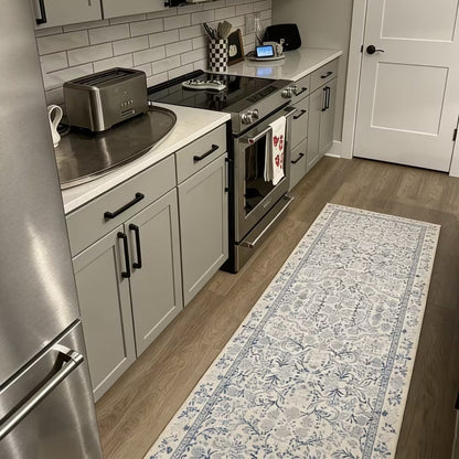 French Vintage Floral Washable Runner Rug