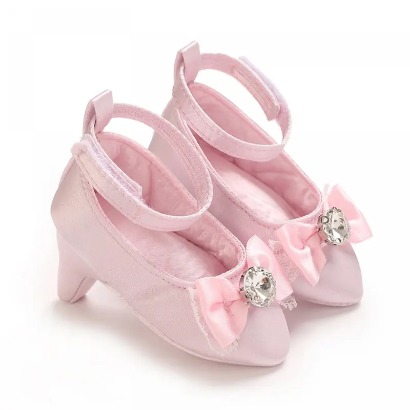 👑 Little Princess High Heel Crib Shoes  Soft Sole Baby Photo Shoes for Newborn Girls