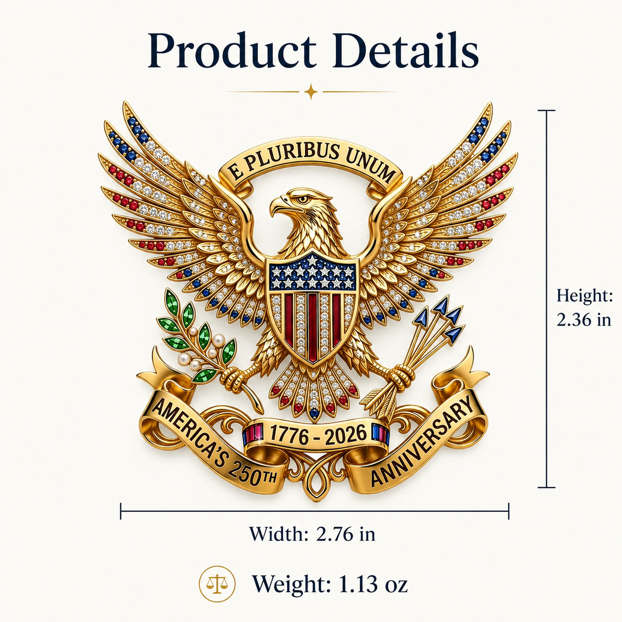 🎉 1776–2026 Patriotic Eagle Brooch - America 250th Anniversary Gift