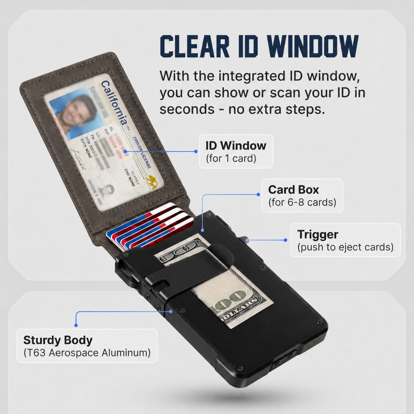 RFID Blocking Pop-Up Aluminum Wallet | Slim Tactical Card Holder