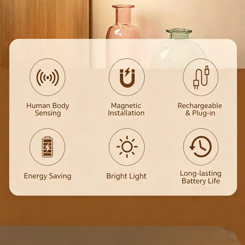 🏆The Ultimate Smart Sensor Night Light: 100% Wireless & Eco-Friendly • Auto-On/Off • 100-Day Battery •  3-Second Install🛠️🌙