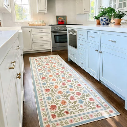 Vintage Floral Washable Runner Rug