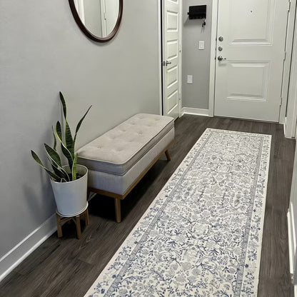 French Vintage Floral Washable Runner Rug