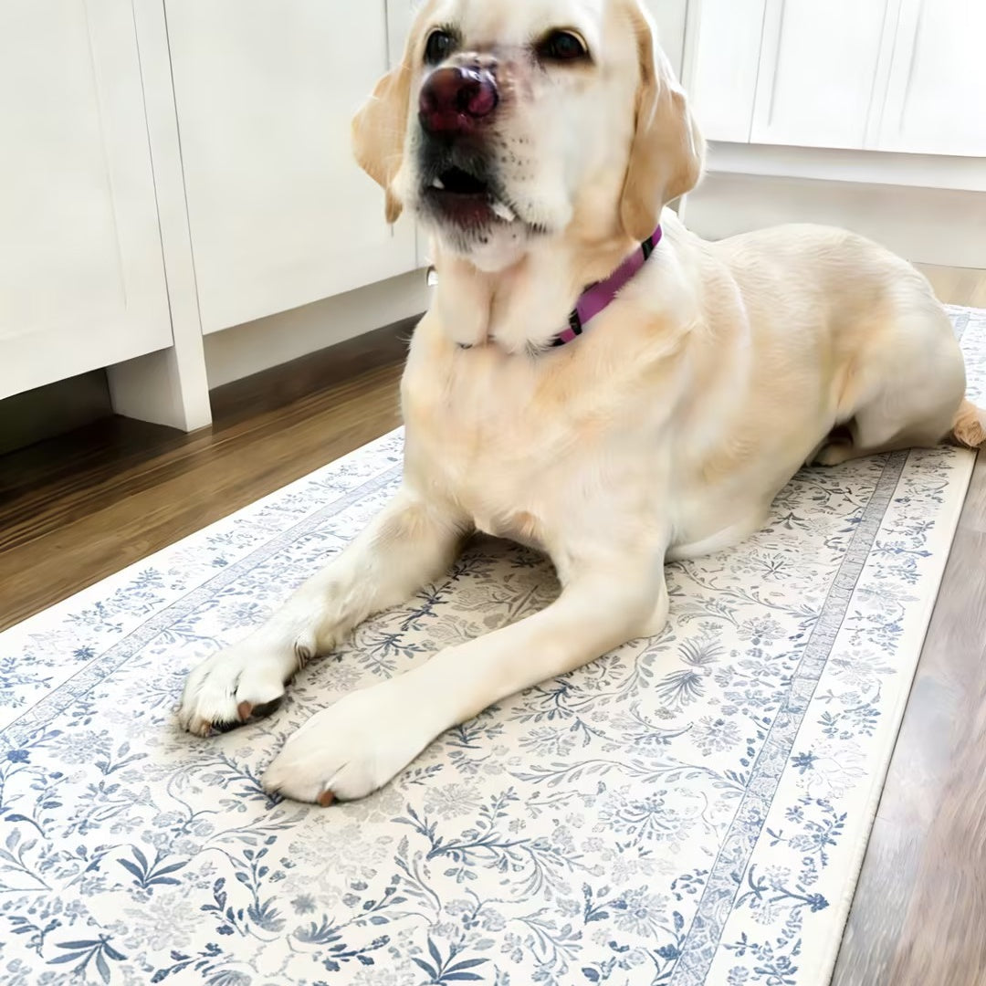 French Vintage Floral Washable Runner Rug