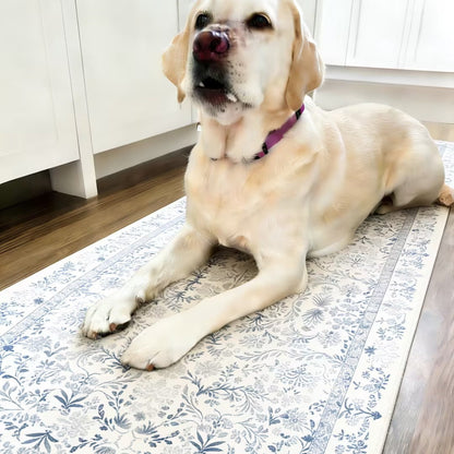 French Vintage Floral Washable Runner Rug