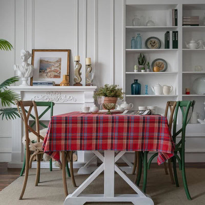 Ownkoti Classic Red Plaid Table Cover Tablecloth