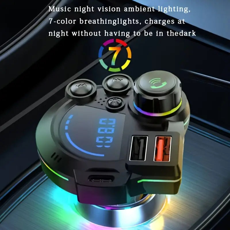 [Father’s Day Gift🎁] PD 30W Type-C Car Charger & Bluetooth 5.3 FM Transmitter Wireless MP3 Player with Dual USB Ports, Bass Sound Enhancer