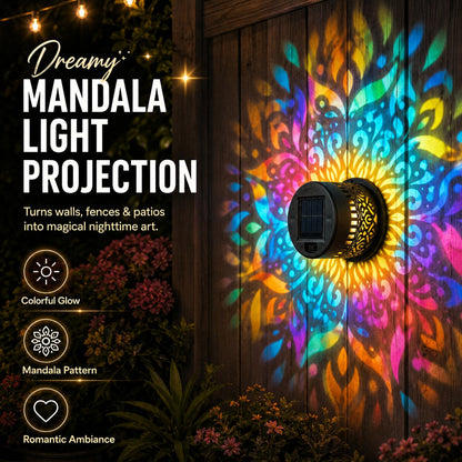 🌈✨ Mandala Solar Wall Lamp – Magical Patio Night Ambience🌼