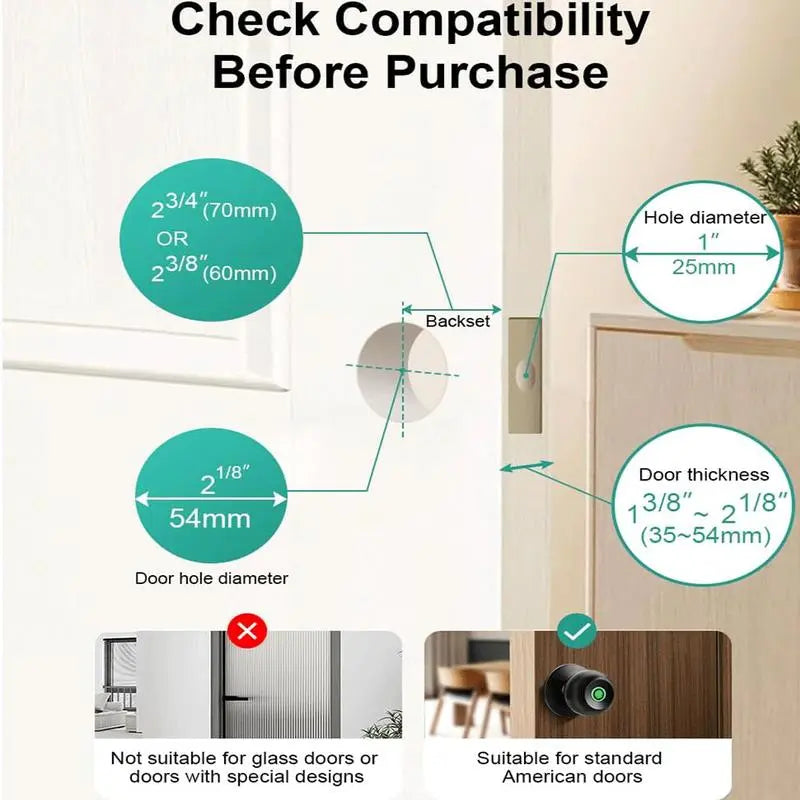 Biometric Door Knob, Keyless Entry Door Lock for Garages-2 Pcs