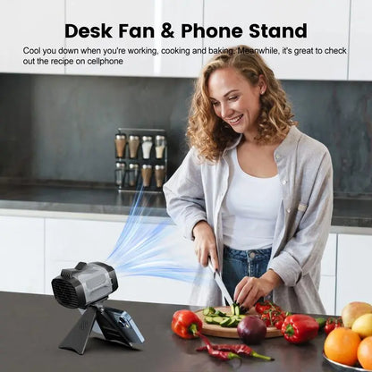 🔥2026 Smart Portable Rechargeable Fan with LED Light & 25H Runtime, 5-Speed 9200RPM Turbo Cooling Personal Waist Fan