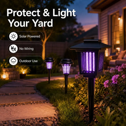 Outdoor Solar LED Mosquito Killer Garden Lamp - Best Stinger for Mosquitoes/Moths/Flies