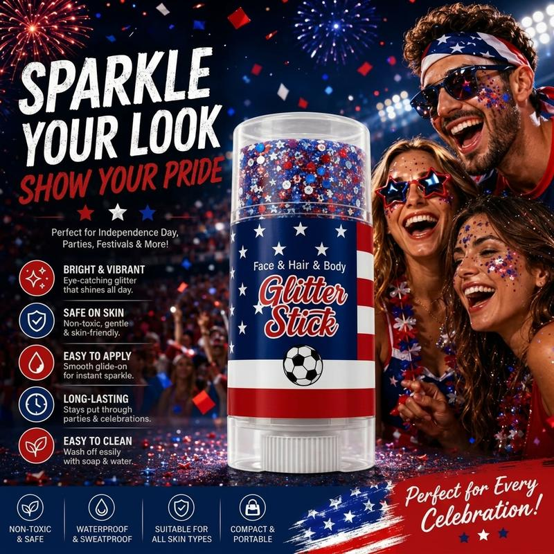 🎉 250th Anniversary & World Cup Sale – 70% OFF😍Red, White & Blue Glitter Body Stick