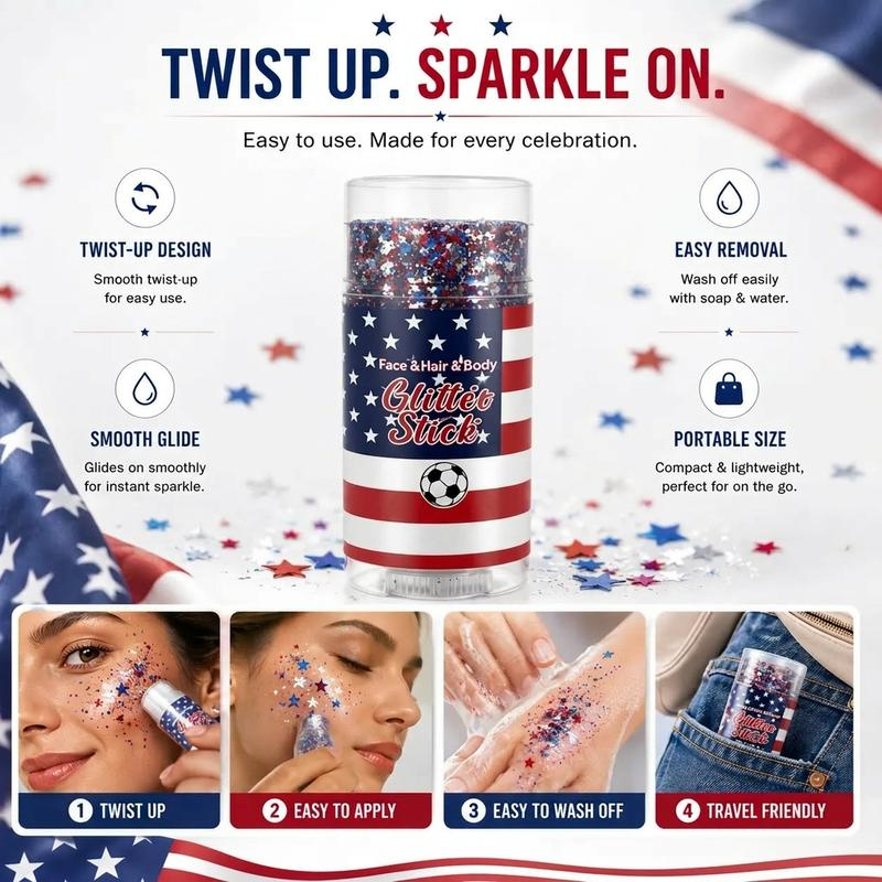 🎉 250th Anniversary & World Cup Sale – 70% OFF😍Red, White & Blue Glitter Body Stick