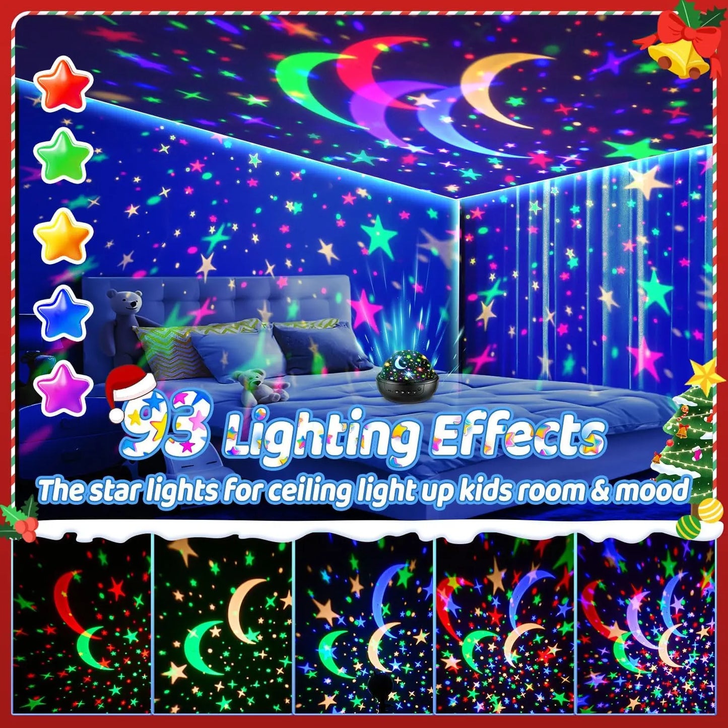 Magical 5-in-1 Kids Star Projector 🌙✨ 91 Light Effects • Remote Control • 360° Rotation • Perfect Bedtime Gift