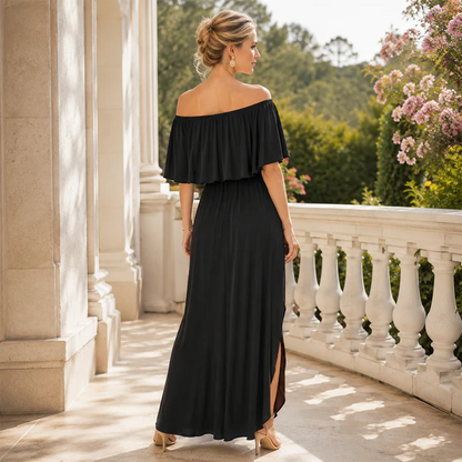 ⭐ 🔥Limited Time | Cold Shoulder Ruffle Maxi Dress with Pockets