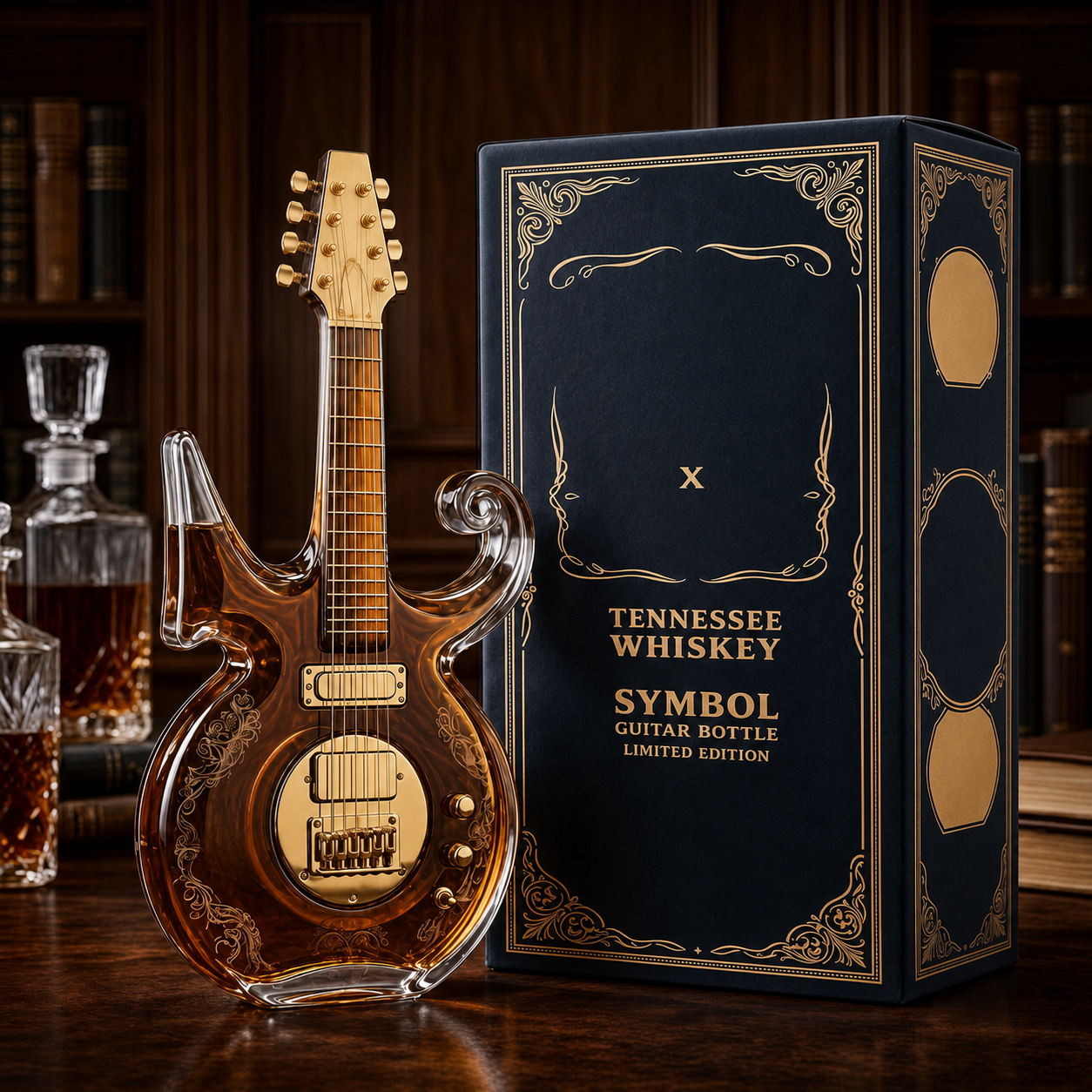 Purple Music Legend Guitar-Shaped Commemorative Whiskey Bottle