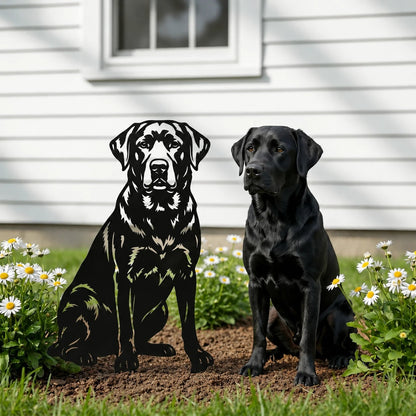 Two Poses Dog Retriever Metal Silhouette