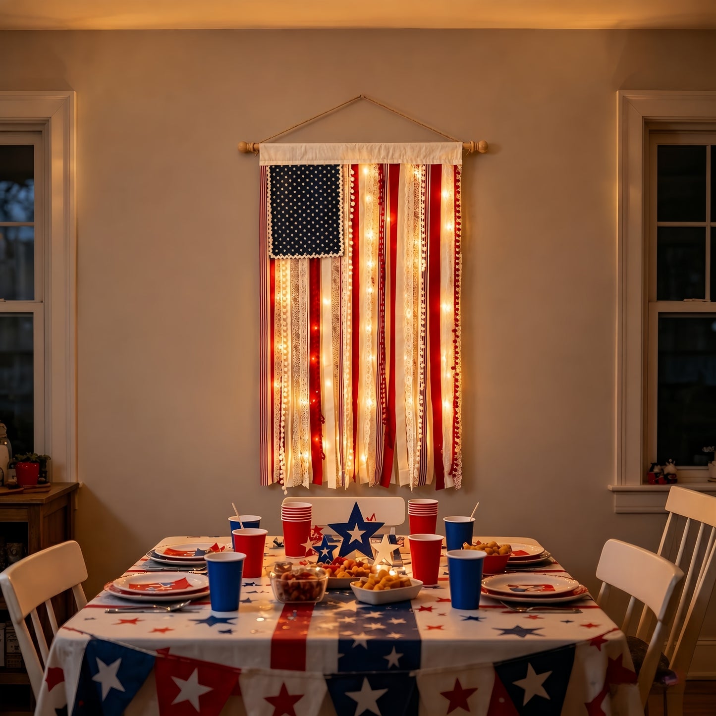 Make Your Home the Pride of the Neighborhood! America 250th Special Edition-4 x 2.3 Ft Lighted Rag American Flag Banner