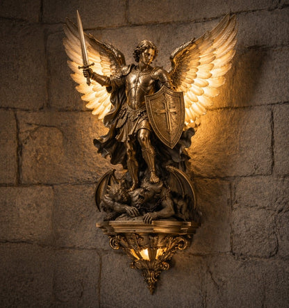👼⚔️ Archangel Michael Divine Wall Lamp — Shield of Light & Valor. Exquisite 3D Relief Craftsmanship, Sacred Home Guardian Lighting (2026 Collector's Edition)
