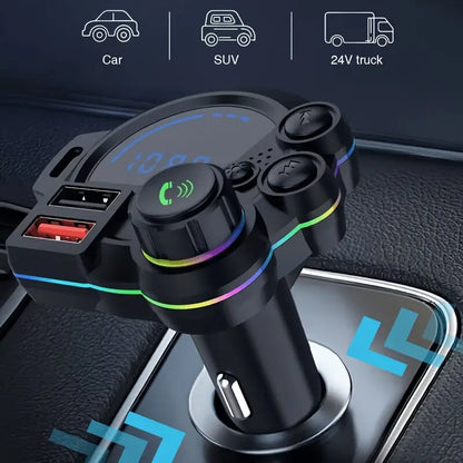 [Father’s Day Gift🎁] PD 30W Type-C Car Charger & Bluetooth 5.3 FM Transmitter Wireless MP3 Player with Dual USB Ports, Bass Sound Enhancer