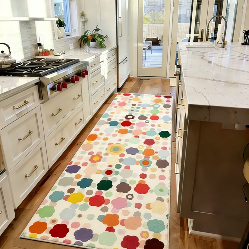 Colorful Polka Washable Runner Rug