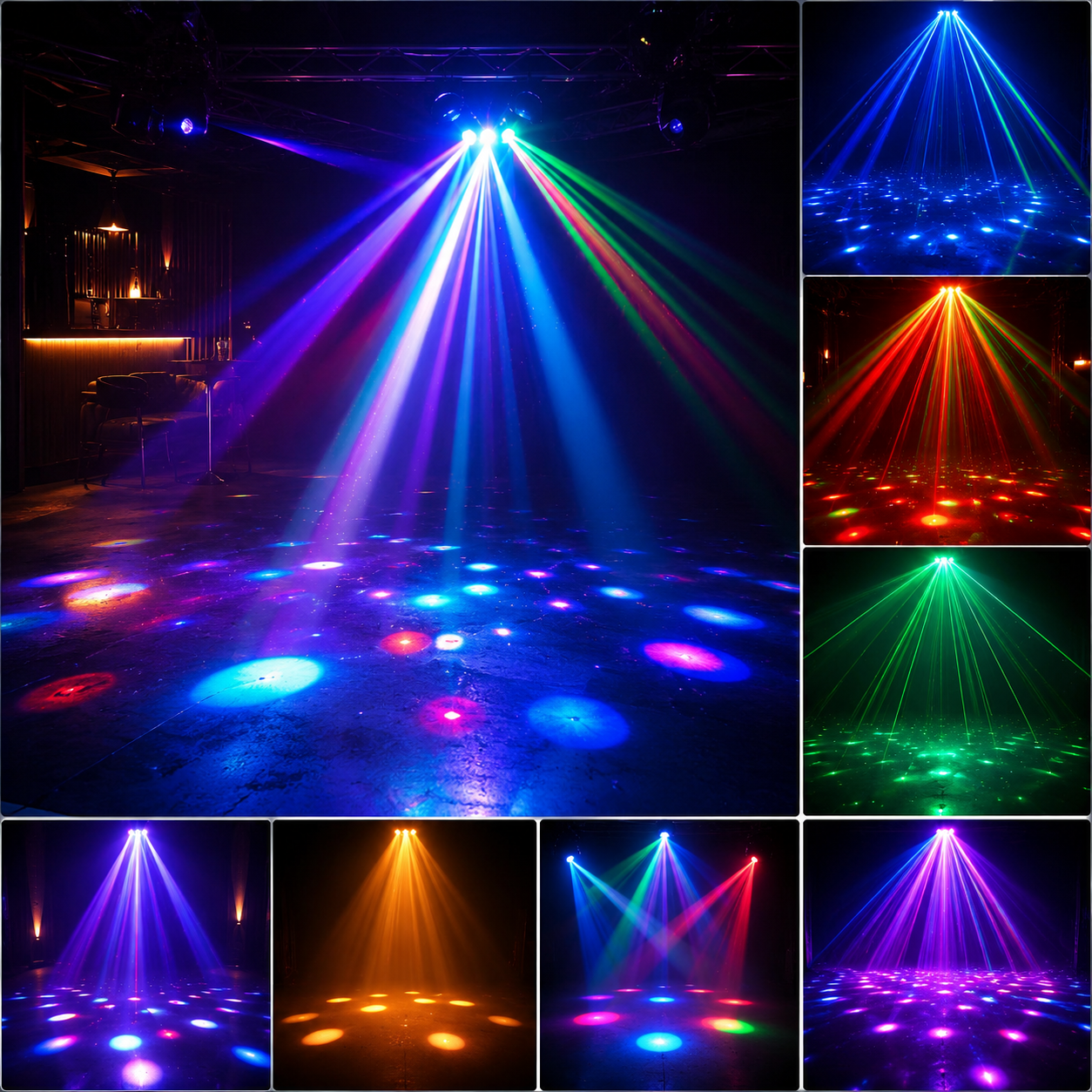 MDT Super 6-IN-1 Moving Head DJ Lights with RGBW 6-Arm Beams, Bee-Eyes Effect