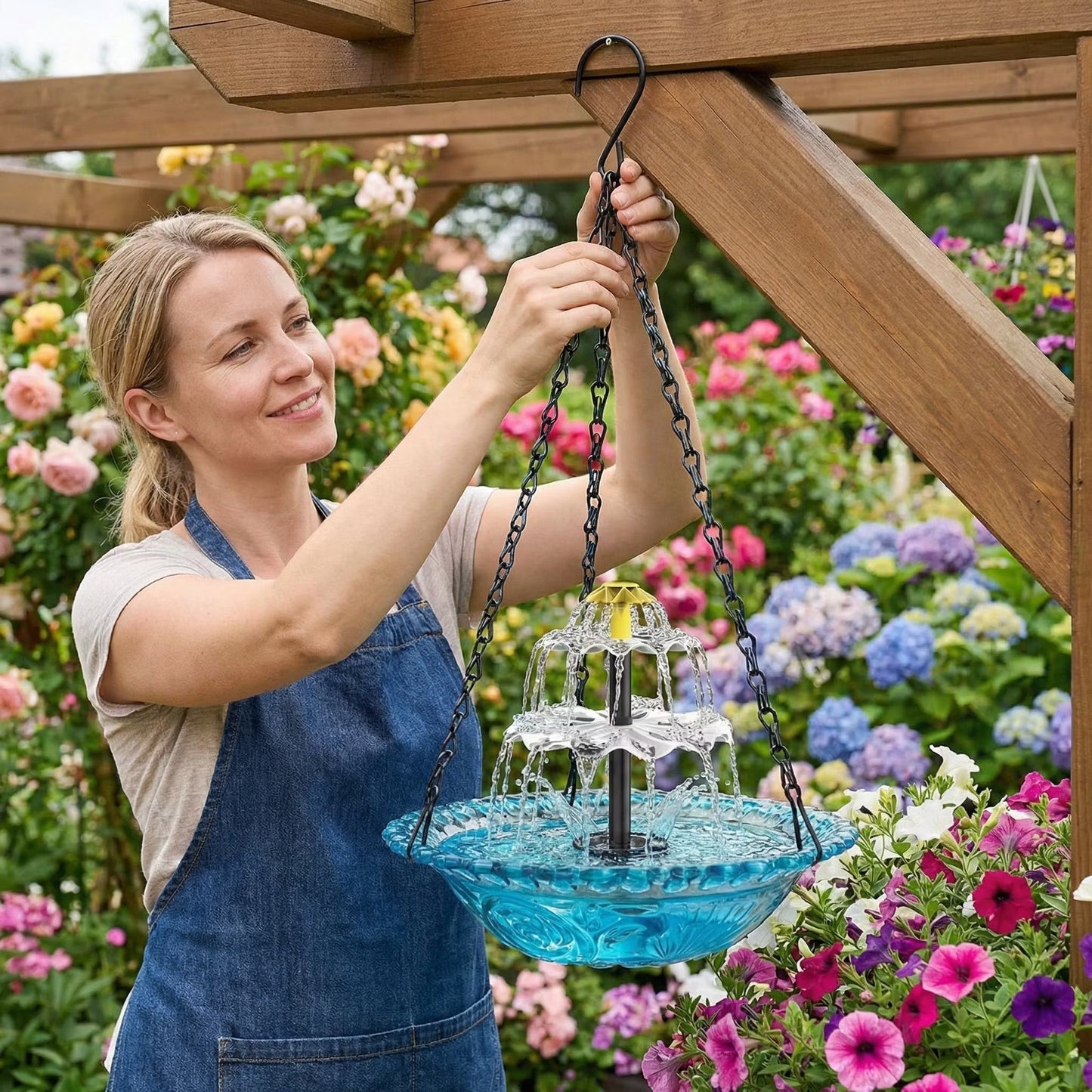 🔥 New Year 49% OFF 🐦 Solar Cascade Hanging Bird Bath Fountain🚨 Selling Fast!