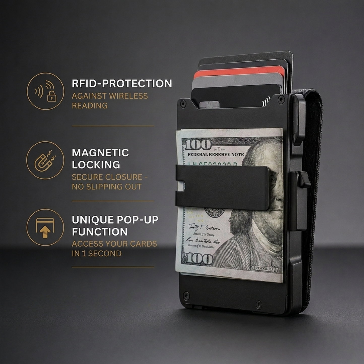 RFID Blocking Pop-Up Aluminum Wallet | Slim Tactical Card Holder