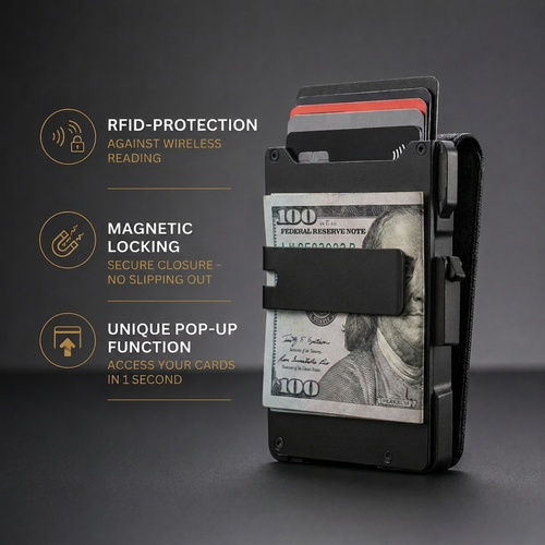 RFID Blocking Pop-Up Aluminum Wallet | Slim Tactical Card Holder