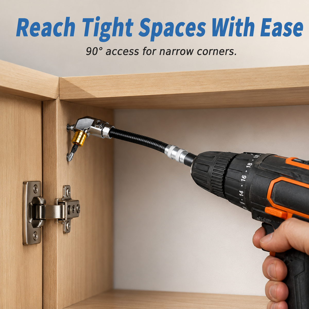 🔥 50% OFF TODAY⚙️ Flexible 90° Right Angle Drill Adapter Extension 31.5 cm 12.4 in