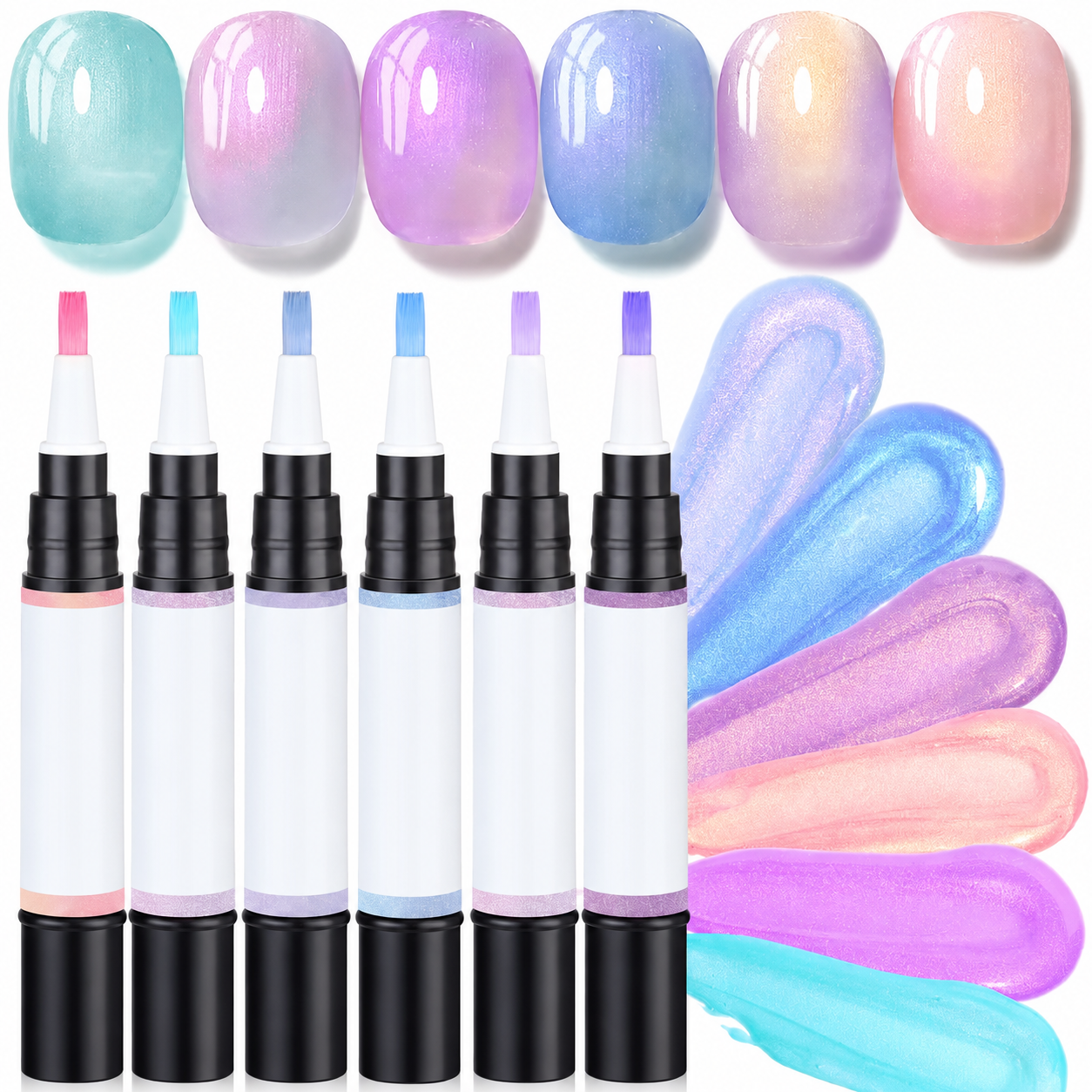 ✨ Gel Nail Polish Pen: Beginner-friendly and easy to carry on the go; delivers a brilliant, glossy finish with up to 14 days of long-lasting wear.