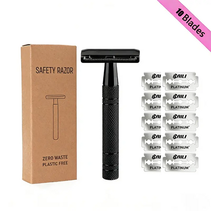 Double Edge Safety Razor Set with 10 Replaceable Blades