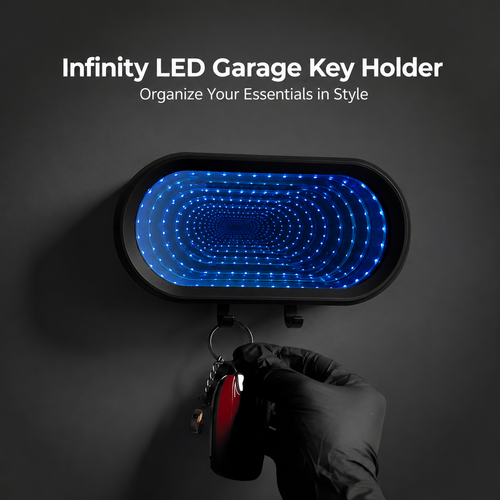 🌟Infinity LED Garage Key Holder | Illusion Mirror Rechargeable Holder